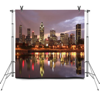 Montreal Skyline At Night Canada Fleece Backdrop