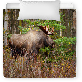 Moose Bull With Big Antlers Blowing Toddler Duvet