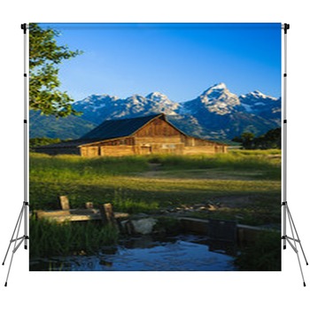Mormon Barn In The Tetons Custom Size Backdrop
