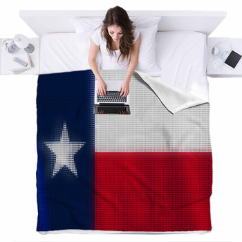 Mosaic Heart Tiles Painting Of Texas  Fleece Bed Blanket