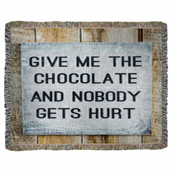 Motivational Wooden Sign On Rustic Woven Throw Blanket
