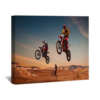 JP London 4 Panels 14in 4 Huge Gallery Wrap Canvas Wall Art Motocross Excite Bike Supercross Superman At Overall 28in QDCNV0041 