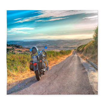 Motorcycle On The Edge Of The Road Custom Size Floor Mat