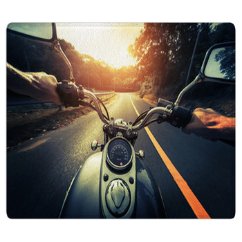 Motorcycle On The Empty Asphalt Road Area Rug