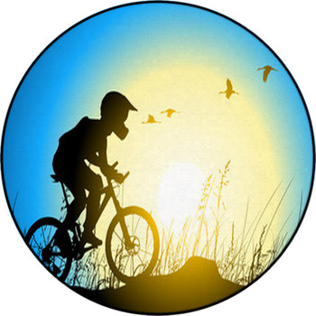 Mountain Bike Down Hill Round Rug