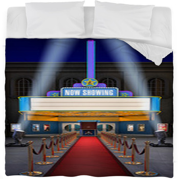 Movie Theatre & Ticket Box Fleece Bed Blanket