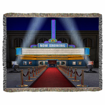 Movie Theatre & Ticket Box Woven Throw Blanket