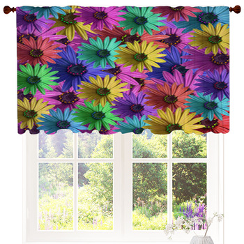 Multi Colored Daisy Flowers Pattern Custom Size Valance