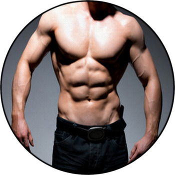 Muscular Body Of Young Man In Jeans. Round Rug