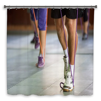 Muscular Legs With A Resistance Band Shower Curtain