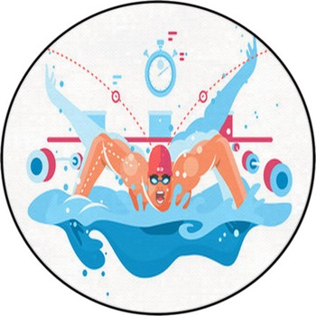 Muscular Swimmer In Competition Swimming Pool Round Rug