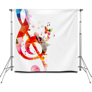 Music Background With Colorful G Custom Size Backdrop