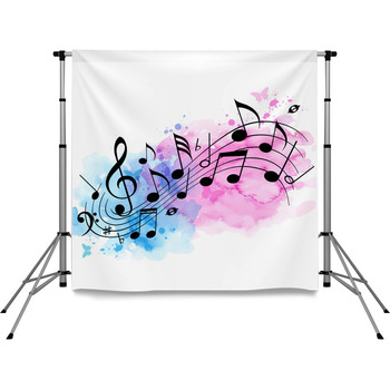 Music Background With Notes And Pole Pocket Backdrop