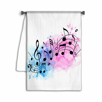 Music Background With Notes And Watercolor Texture Towel