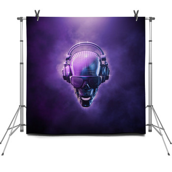 Music Disco Dj Skull Dance Fleece Backdrop
