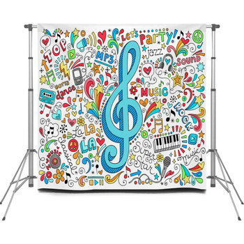 Music G Clef Groovy Doodles Vector  Custom Size Backdrop