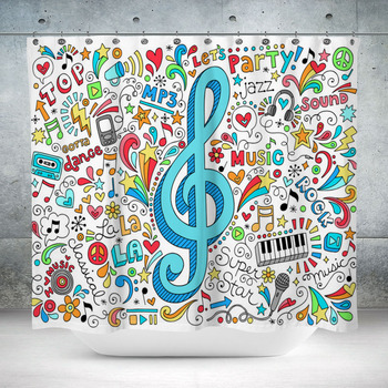 Music G Clef Groovy Doodles Custom Size Shower Curtain