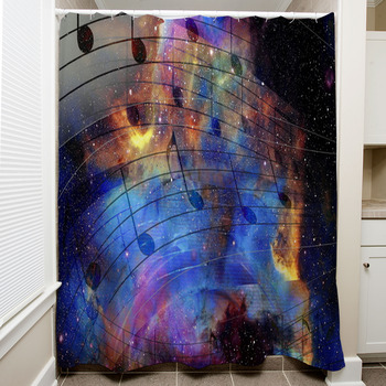 Music Note And Space And Stars With Shower Curtain
