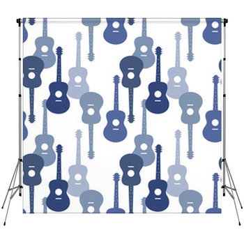 Music Seamless Pattern With Guitars Fleece Backdrop