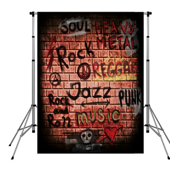 Music Word On Grunge Brick Wall Pole Pocket Backdrop