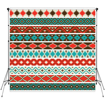 Native American Border Patterns Custom Size Backdrop