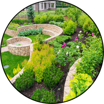 Natural Landscaping In Home Garden Round Rug
