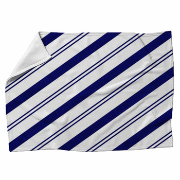 Navy Blue Diagonal Lines Stripes Fleece Blanket