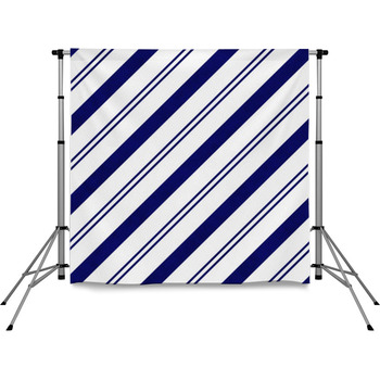 Navy Blue Diagonal Lines Stripes Pole Pocket Backdrop