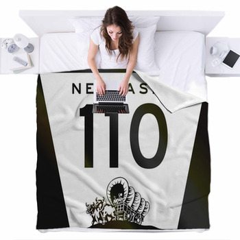 Nebraska Highway Route Shield Used Fleece Bed Blanket