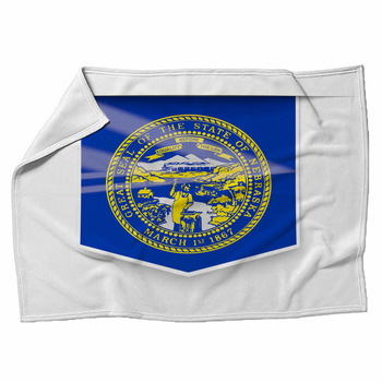 Nebraska State Flag Square Label With Fleece Blanket