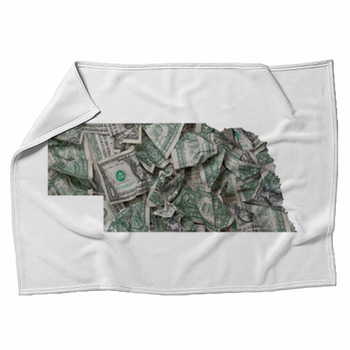 Nebraska State Map Outline With Crumpled Fleece Blanket
