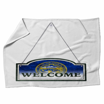 Nebraska Welcomes You Old Metal Sign Fleece Blanket
