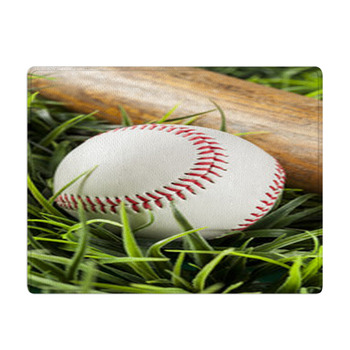 New White Baseball In Green Grass Bath Mat
