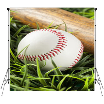 New White Baseball In Green Grass Custom Size Backdrop
