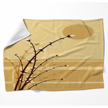 New Year Oriental Flower Woven Throw Blanket