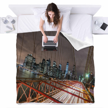 New York City - Manhattan Skyline Fleece Bed Blanket