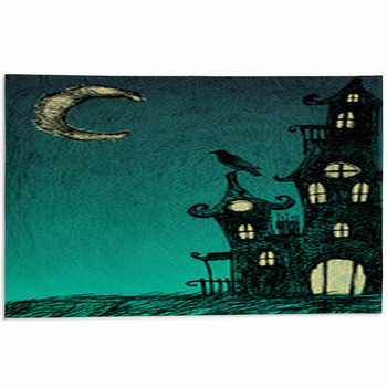 Night Castle Background Area Rug