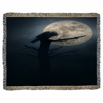 Night Of The Crows Woven Throw Blanket