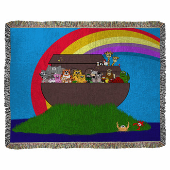 Noah's Ark Scene - A New World Woven Throw Blanket