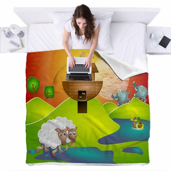 Noahs Ark Fleece Bed Blanket