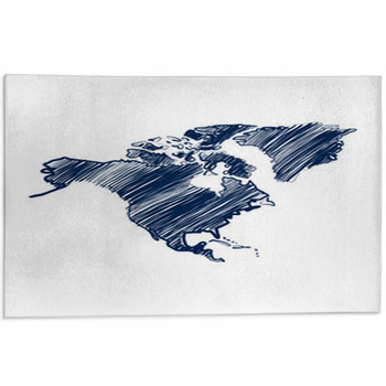 North America Map Hand Drawn Background Vector Area Rug