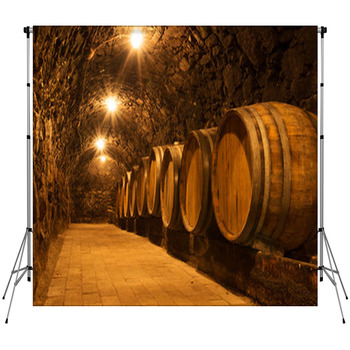 Oak Barrels In The Tunnel Of Tokaj  Custom Size Backdrop