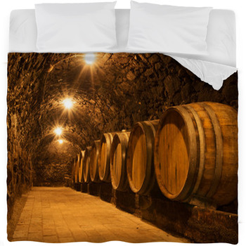Oak Barrels In The Tunnel Of Tokaj Fleece Bed Blanket
