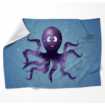 Octopus Throw Blanket Blue Orange Sea Ocean Octopus Throw Blanket with Spoonflower Fabric Octopus On Midnight  by katherine_quinn