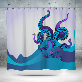 Octopus Tentacle In Sea Waves  Custom Size Shower Curtain
