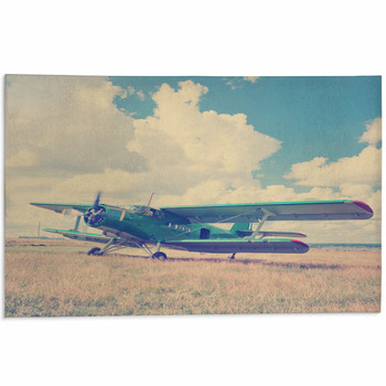 Old Airplane On Green Grass Area Rug