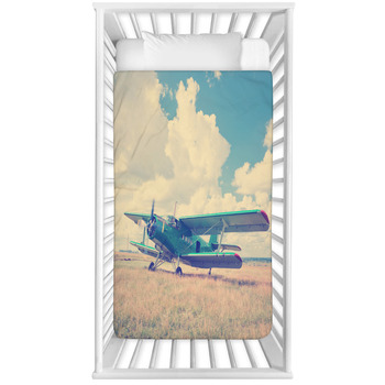 Old Airplane On Green Grass Baby Crib Comforter