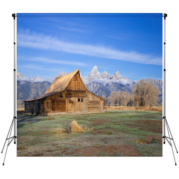 Old Barn And Grand Teton Mountains Fleece Backdrop