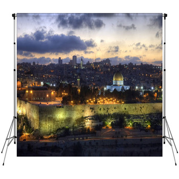 Old City Of Jerusalem At Sunset Custom Size Backdrop