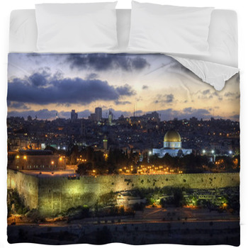 Old City Of Jerusalem At Sunset Fleece Bed Blanket